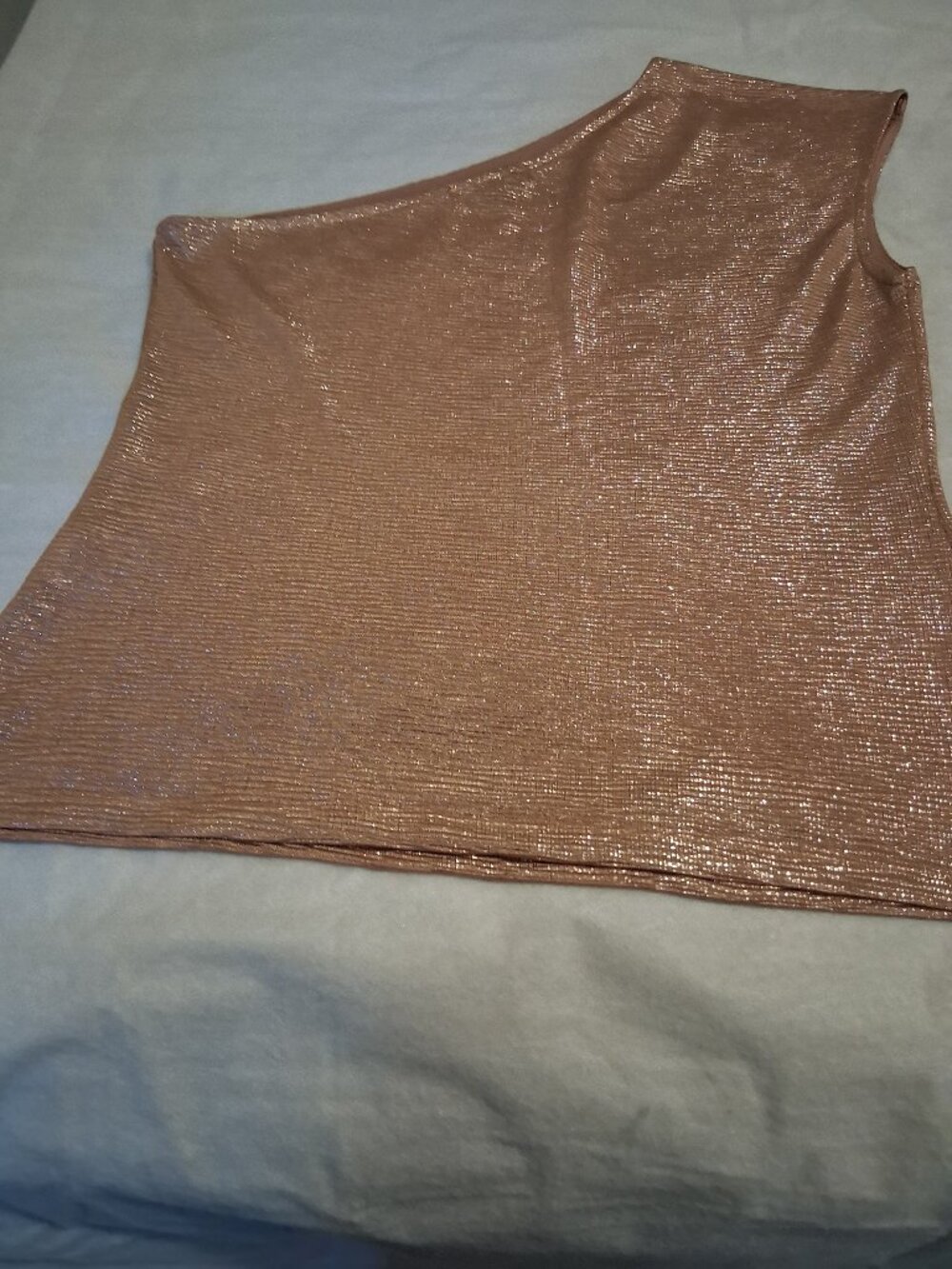 INC International Concepts-Women's One Shoulder Metallic Blush Pink Top-Size L - Picture 3 of 5